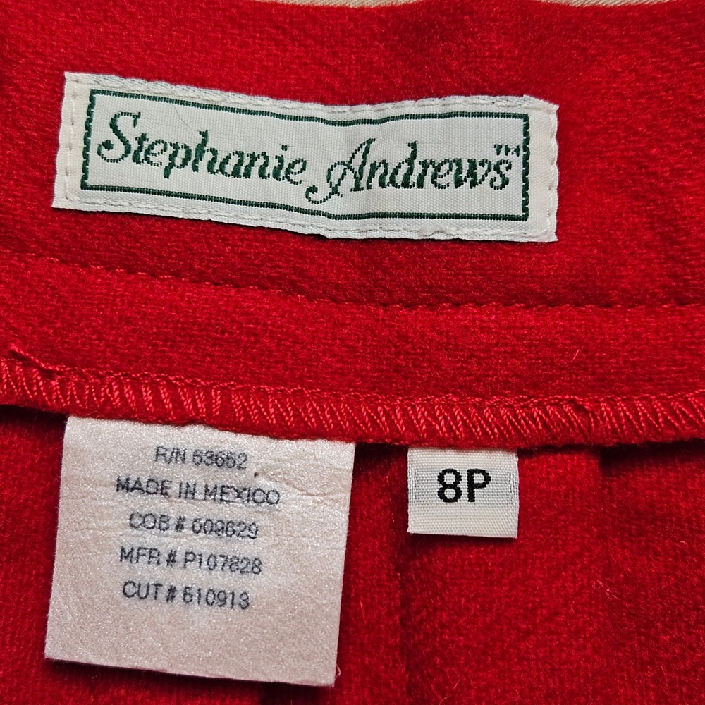 Vtg Wool Pleated mini Skirt Red Size 8P School Girl Holiday Academia Y2K Preppy - Picture 3 of 7